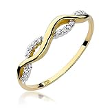 Damen Versprechen Ring Verlobungsring Antragsring 585 14k Gold Gelbgold natürlicher echt Diamanten Brillanten