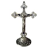 EUKKIC Stehendes Kruzifix mit Sockel Legierung Kreuz für Haus Kapellen Dekoration und ReligiöSe Geschenke (Kupfer)