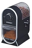 Cloer 7560 Elektrische Kaffeemühle mit Scheibenmahlwerk, 100 W, für 150 g Kaffeebohnen, für 2-12 Tassen, verstellbarer Mahlgrad, schwarz