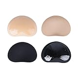 AONER 2 Paar BH Insert Pads (Schwarz + Hautfarbe) Silikon Breast Enhancer Push Up Bra Einlagen Brust Vergrößerung für Badeanzug und Bikini, -, -