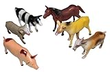 Idena 4329902 - Spielfigurenset mit 6 Farmtieren, aus Kunststoff, jeweils ca. 15 cm groß, Spielspaß für die Badewanne, den Sandkasten, im Kindergarten und Kinderzimmer