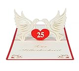 3D KARTE'Silberne Hochzeit' I Pop-Up Karte als Glückwunschkarte, Einladungskarte, Geschenkkarte I Klappkarte zum Hochzeitstag