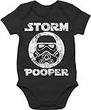 Statement Sprüche Baby - Storm Pooper Vintage - 3/6 Monate - Schwarz - Baby Storm Pooper - BZ10 - Baby Body Kurzarm für Jungen und Mädchen