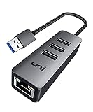 uni USB Ethernet Adapter[Geflochten,Aluminiumlegierung], USB 3.0 Ethernet Hub mit RJ45 Netzwerk LAN für MacBook(mit USB-Port-Version), iMac, XPS, Surface - Space Grau