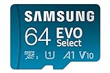 Samsung EVO Select microSD Speicherkarte (MB-ME64KA/EU), 64 GB, UHS-I U1, Full HD, 130MB/s Lesen, für Smartphone und Tablet, inkl. SD-Adapter