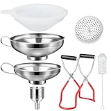 HAUSPROFI Trichter Edelstahl Set, 7 Stück Küche Marmeladentrichter, Einfülltrichter Einmachtrichter mit Einmachgläser Heber und Mesh Filter zum Umfüllen von Gewürzen, Flüssigkeiten, Bohnen, Konfitüre