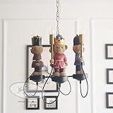 KAIBINY Britischer Teddybär Kronleuchter Kinderlampe Jungen und Mädchen Schlafzimmer Amerikanische Kreative Cartoon Puppe Led Harz Kronleuchter