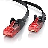 CSL - 20m Cat 6 Netzwerkkabel Flach - Gigabit Ethernet LAN - RJ45 Kabel Flachbandkabel Verlegekabel - 10 100 1000 Mbit s - Patchkabel Flachkabel - Kompatibel zu Cat.5 Cat.5e Cat.6 - schwarz
