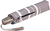 Knirps Regenschirm Fiber T2 Duomatic Taschenschirm - Stripe Art, Stripe Art Taupe, Länge ca. 28 cm, Durchmesser ca. 6 cm
