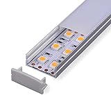 Alupona LED Aufbau Profil Carda 2m | eloxiert | Profil-Leiste perfekt für Philips Hue | Innen- und Außenbereich | LED Streifen bis 18 mm | geringe Aufbauhöhe