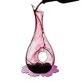 WOQO Wein Dekanter, 1.2L Rot Wein Karaffe, Kristallglas Weindekantierer, Wein Geschenke, Wein Zubehör, Mit Stilvoll Silikon Pad