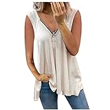 Damenmode Sexy ärmellose Weste mit V-Ausschnitt Solid Tops T-Shirt Weste Tank Top Shirt Hemden 68 - White X-Large