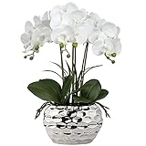 Kunstpflanze Orchideen Künstliche Deko Blumen Kunstblumen Wie Echt Mit Real-Touch Blüten im Keramiktopf Tischdeko Fensterbank Deko, Höhe 44 cm