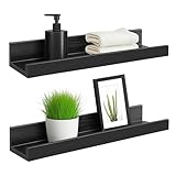 ZNZ Schwebende Wandregale für Heimdekoration, langlebiges wasserdichtes PS-Material, starkes einteiliges Design für Schlafzimmer, Wohnzimmer, Büro, Küche, Badezimmer, Bilderleiste, Schw