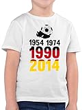 Fussball WM 2022 Fanartikel Kinder - 1954, 1974, 1990, 2014 - WM 2018 Weltmeister Deutschland - 140 (9/11 Jahre) - Weiß - 1990 Trikot - F130K - Kinder Tshirts und T-Shirt für Jungen