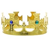Didiseaon Plastikkrone Goldene Königliche Königskrone Mit Juwelen Geburtstagsfeierkrone Karneval Mittelalterliche Kostümhüte Für Versammlungsveranstaltungen