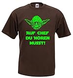 Master Yoda Herren T-Shirt Star Wars Spruch Chef hören du musst ! Braun-M