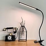 LED Klemmleuchte Dimmbar Leselampe klemmen Bett Buchleselampe Schreibtischlampe mit 3 Modi (10 Helligkeitsstufen), USB-Leselampe mit Augenschutz, 360 ° Flexibler Schwanenhals Clip Tischlampe (Schwarz)