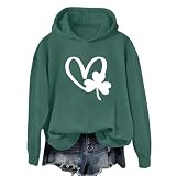 Damen-Kapuzenpullover, Tops, lässige Sweatshirts, übergroße Kapuzenpullover, lässig, langärmelig, modisch, Tunika, Tops, leichter Pullover mit Taschen, Pullover mit Colla-Shirt, grün, M