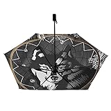 Schwarz-weißer Wolf im Traumfänger auf dunkelgrauem Hintergrund, kompakter, leichter Faltschirm, Innendruck, Sonnenschirm, mit UV-Schutz, starker tragbarer Reise-Regenschirm