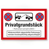 Komma Security Privatgrundstück - Parkverbot Schild 30 x 20 cm Hinweisschild Privatparkplatz freihalten - Parken verboten Parkplatzschild gegen Falschparker - Hinweis abgestellte Fahrzeuge
