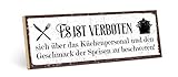 TypeStoff Holzschild mit Spruch – KÜCHENPERSONAL UND GESCHMACK – im Vintage-Look mit Zitat als Geschenk und Dekoration zum Thema Küche und kochen - HS-00387