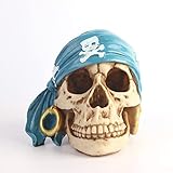 WENRUI Halloween SchäDel Dekorationen Sensenmann Statue, Blaue Turbanform, Bar Party Requisiten Home Office Desktop Ornamente Streich Requisiten