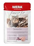 MERA finest fit Senior 8+, Katzenfutter nass für ältere Katzen ab 8 Jahren, Nassfutter aus frischem Geflügel, gesundes Futter mit Glucosamin, getreidefrei (12 x 85g)