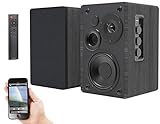 auvisio Boxen: Aktives Stereo-Regallautsprecher-Set, Holz-Gehäuse, Bluetooth 5, 120 W (Stereo Lautsprecher)