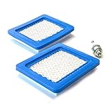 HURI 2 Luftfilter + Zündkerzen passend für Briggs & Stratton 3-5 PS Quantum 625 650 675 Ersetzt 491588 399959 491588S Wolf 2058411, Champion RJ19LM / NGK B2LM