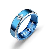 YAHOYA Blaue Farbe Eheringe Ring für Frauen Männer Schmuck Edelstahl Verlobungsring Paar Jubiläumsgeschenk Erstaunlicher Preis