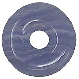 Chalcedon Donut als Geschenkset mit Lederkette, 30 mm - Calcedon Blue Lace