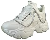 Buffalo Damen Low Sneaker Binary Chain 5.0 1636055 Weiß, Groesse:40 EU