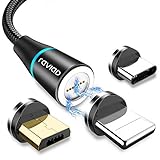 RAVIAD 3 in 1 Magnetisch Ladekabel, Nylon Magnet USB Kabel Magnetic Datenkabel Fast Charge Sync Schnellladekabel für Micro USB/Type C/Tablets/Phone/Samsung/Huawei/Honor/Sony/Kindle 2M