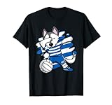 Dabbing Husky Dog Greece Volleyball Fans Trikot griechischer Sport T-Shirt