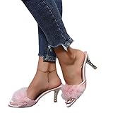 ticticlily Damen High Heels Stilettos High Heel Sandalen gefiedert High Heels Sexy High Heels Sommer Sandale Pumps Offene Zehe A Rosa 38 EU