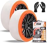 Schneeketten ISSE Super T-66 | Homologierte - EN 16662-1- Textil-Schneeketten für Autos - Universelle Ketten für den täglichen Einsatz bei Schnee und Eis - Kit mit 2 Schneeketten + H