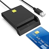 USB Chipkartenleser Smart-Kartenleser Smart Card Reader, SIM Karten Adapter, USB Kartenleser für Bankkarte SIM/Chip/IC/CAC Karte, Plug & Play, Kompatibel mit Windows, Linux, Mac OS 10.5 und höher