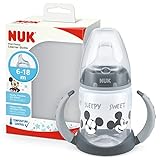 NUK Disney Mickey First Choice+ Trinklernflasche | 6–18 Monate | 150 ml | Anti-Colic-Ventil | auslaufsichere Trinkschnabel | Ergonomische Griffe | BPA-frei | grau