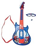 Lexibook K260SP Spider-Man Elektronische Gitarre mit Licht, Brille mit Mikrofon, Demo-Songs, MP3-Stecker, blau/rot