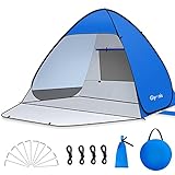 Glymnis Strandmuschel Pop Up Strandzelt Strand Zelt für L/2-3 Personen mit Reißverschlusstür UV-Schutz 50+ Windschutz kleines Packmaß Blau S