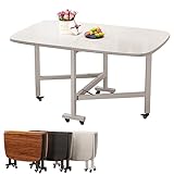 Dining Drop Leaf table，Woodden ausziehbaren Esstisch mit Universalrad Multifunktions Space Saver Tisch und Stühle für Restaurant Wohnzimmer Patio Deck (Weiß,120x70cm)