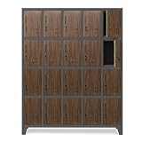 Domator Umkleideschrank 5B4A Fächerschrank Schließfachschrank mit 20 Fächern Wertfachschrank Metall Pulverbeschichtung 172 cm x 136 cm x 45 cm (H x B x T) (Anthrazit-Holzoptik)