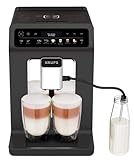 Krups EA895N Kaffeevollautomat mit Milchsystem | Kaffeemaschine | Cappuccino auf Knopfdruck | 12 Getränkespezialitäten | Farbdisplay | Meteor Graphit | 2,3L Wassertank | 1450 Watt