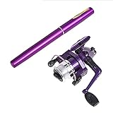 QIXIAOCYB Mini-Stift Erscheinungsbild Angelrute tragbare rotierende Rad Angelrute 1 Stück Winter im Freien Angelrute Angeln Zubehör (Color : Purple)