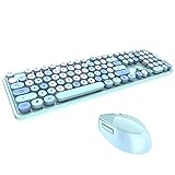 Generic Kabellose Tastatur und Maus, 2,4 GHz, niedliche Retro-Tastatur mit bunten runden Tasten, universelle Desktop-Tastatur und Maus