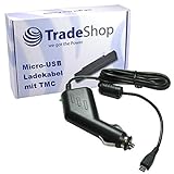 Trade-Shop TMC Kfz Ladekabel 2A Micro-USB 12V Auto für Navigationssystem mit Antenne für Verkehrsinformationen Staumelder