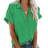 Damen FrüHling/Sommer Damen Kurzarm Einfarbig Damen Revers Knopf Shirt Top