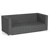 Sonnenpartner 2-Sitzer Lounge-Sofa Residence Aluminium mit Polyrattan Graphit-schwarz inklusive Kissen Loungesofa
