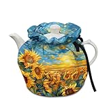 ZUXONGSY Van Gogh Sonnenblumenteewärmer für Teekanne, isoliert, Ölgemälde, Himmelstaube, gemütliches Küchenzubehör, Teekanne, Staubschutz für Frauen
